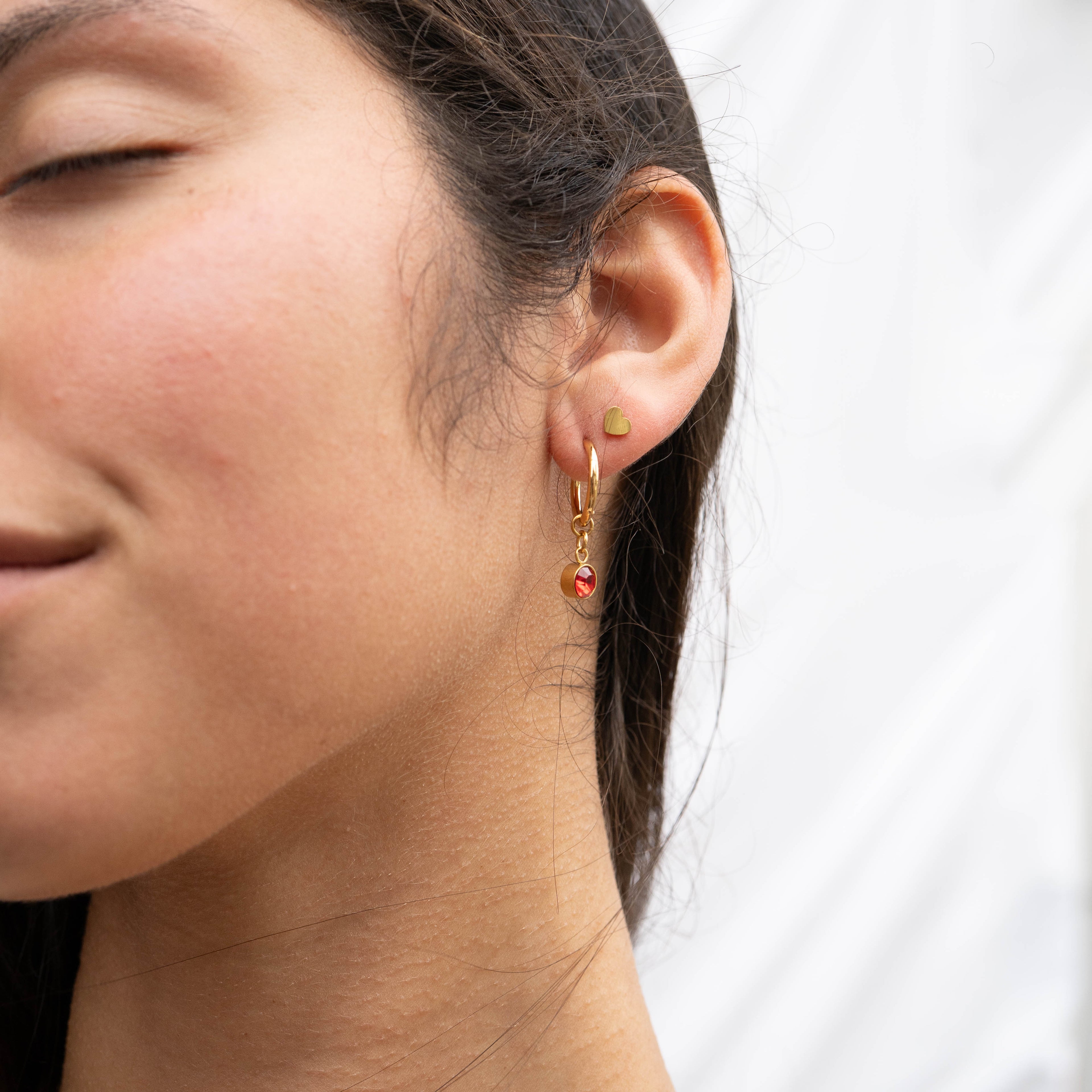 Gold Birthstone Huggie Earrings
