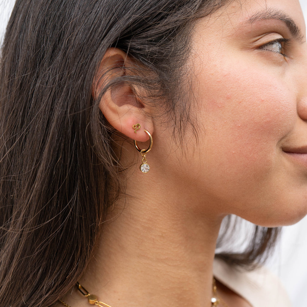Gold Birthstone Huggie Earrings