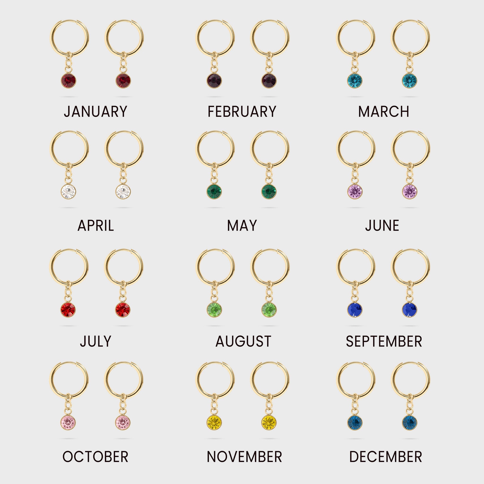 Gold Birthstone Huggie Earrings