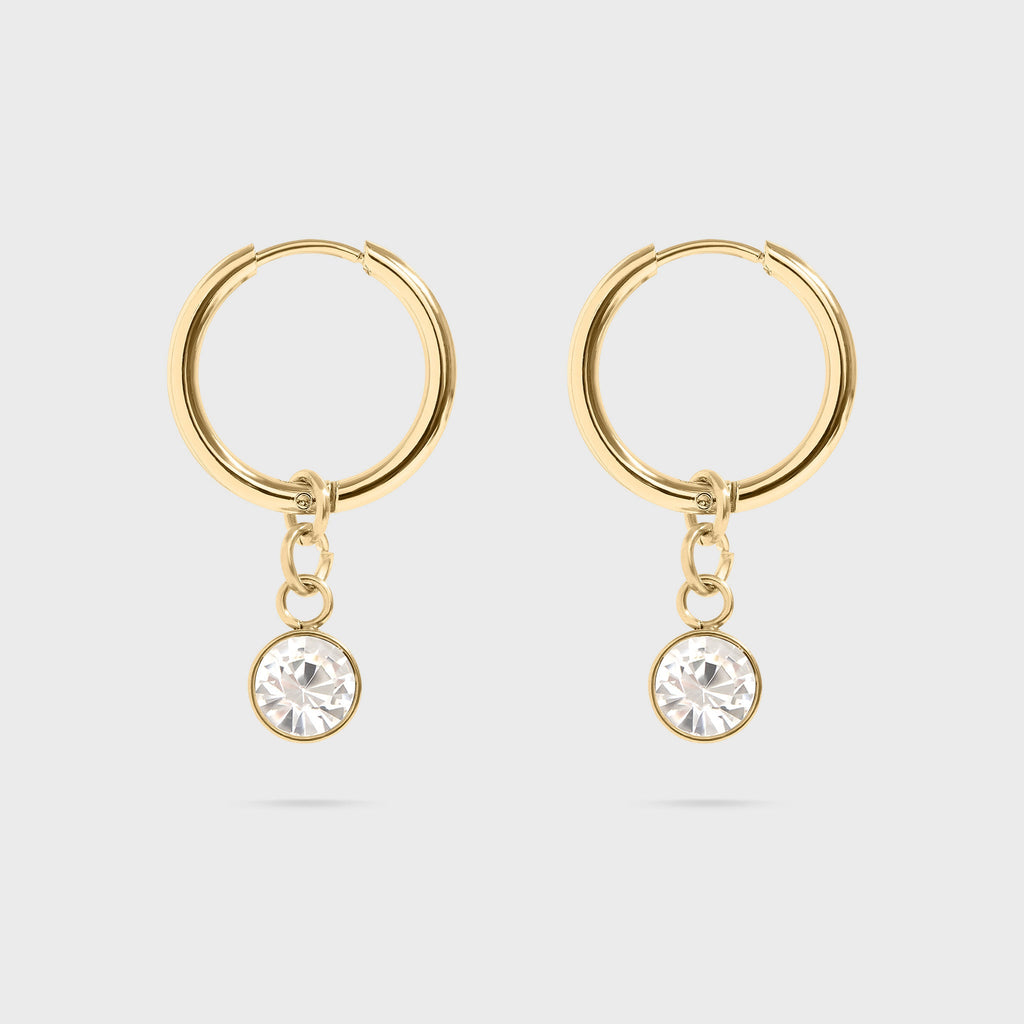 Gold Birthstone Huggie Earrings
