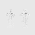 Silver Ribbon Bow Earrings