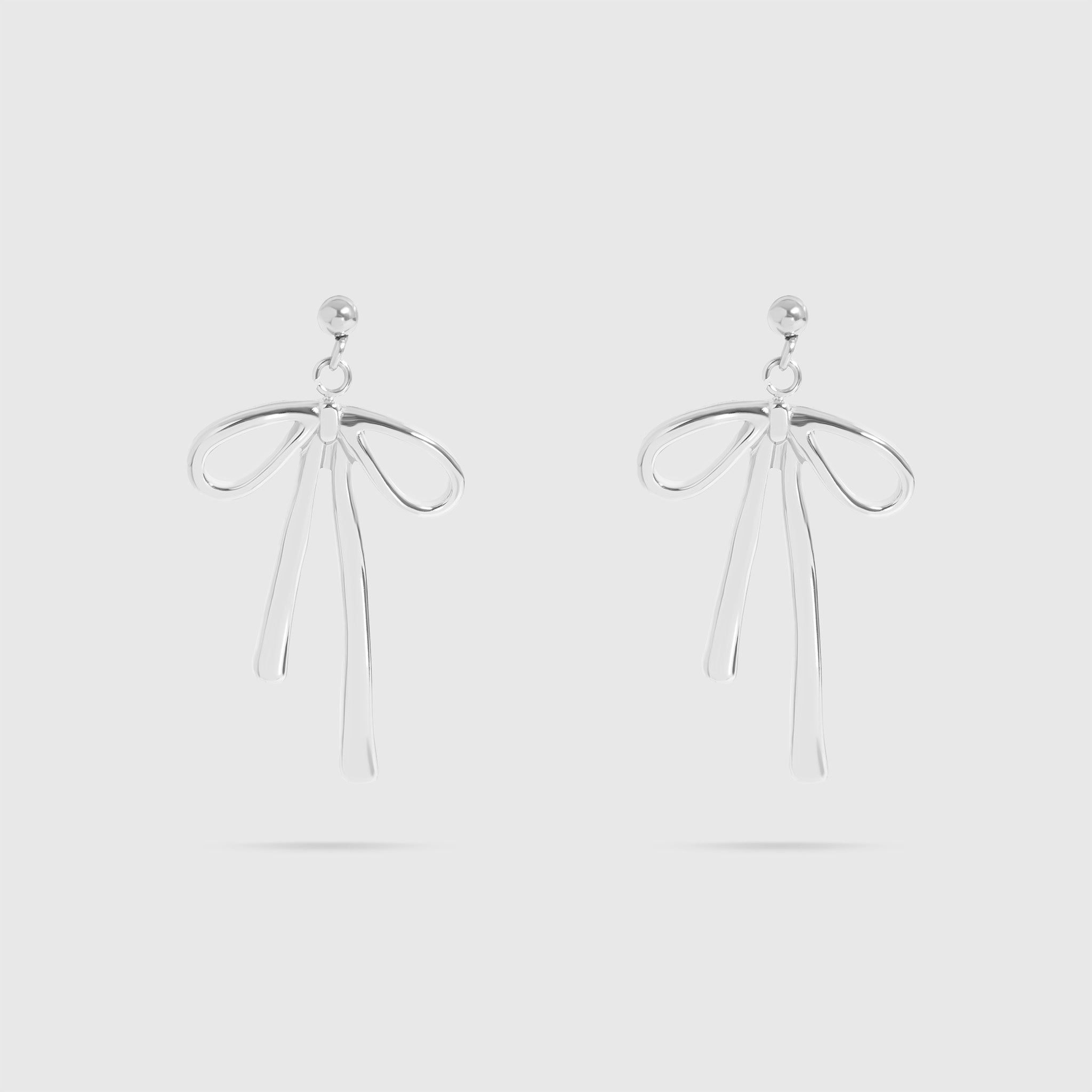 Silver Ribbon Bow Earrings