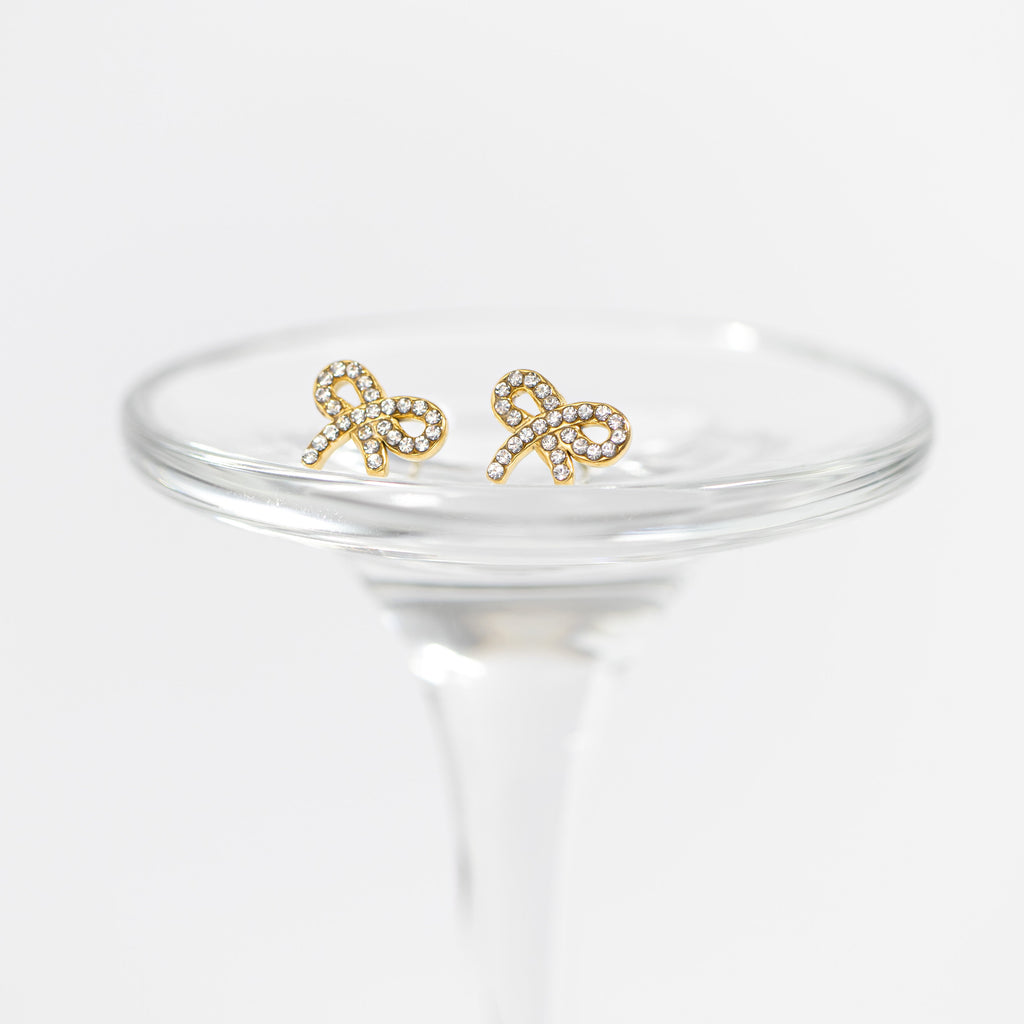 CZ Bow Stud Earrings