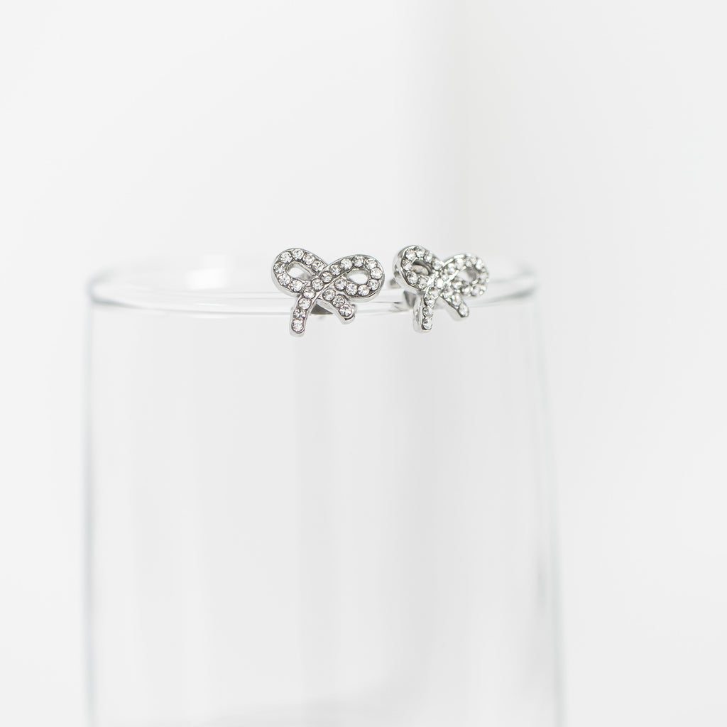 CZ Bow Stud Earrings