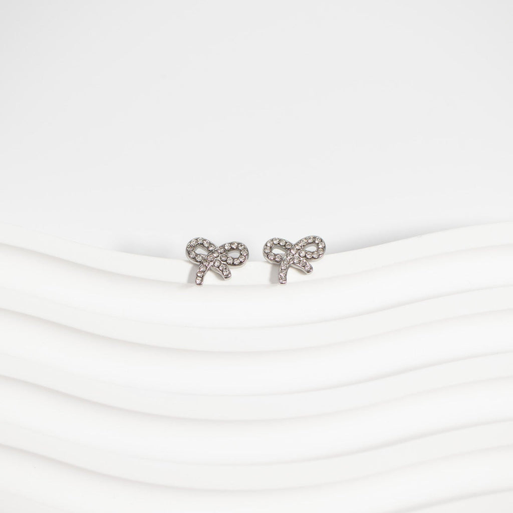 CZ Bow Stud Earrings