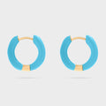 Gold - Blue Epoxy Huggie Hoop Earrings