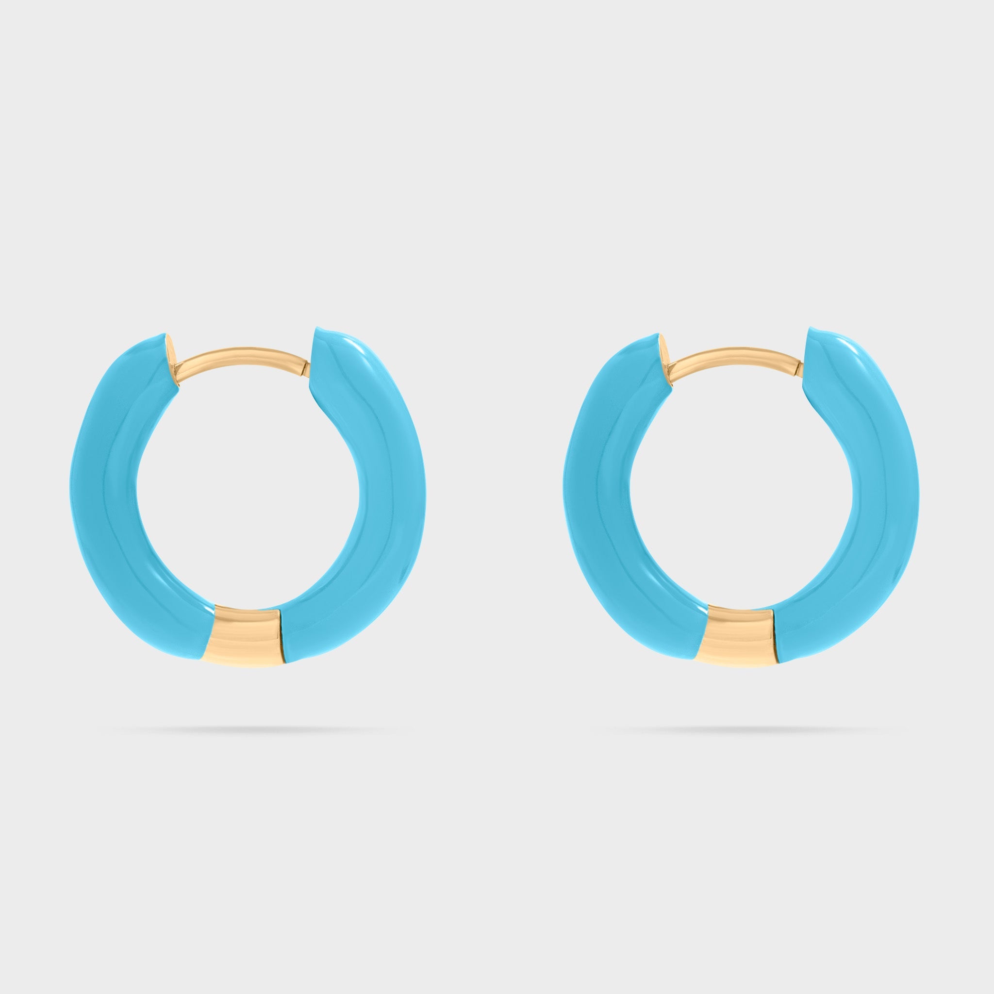 Gold - Blue Epoxy Huggie Hoop Earrings
