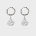 Silver Dangle Shell Huggie Hoop Earring
