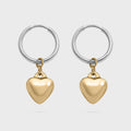 Mixed Metal Huggie Heart Charm Earrings