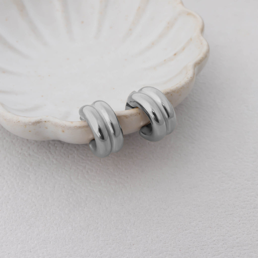 Double Hoop Statement Huggie Earrings