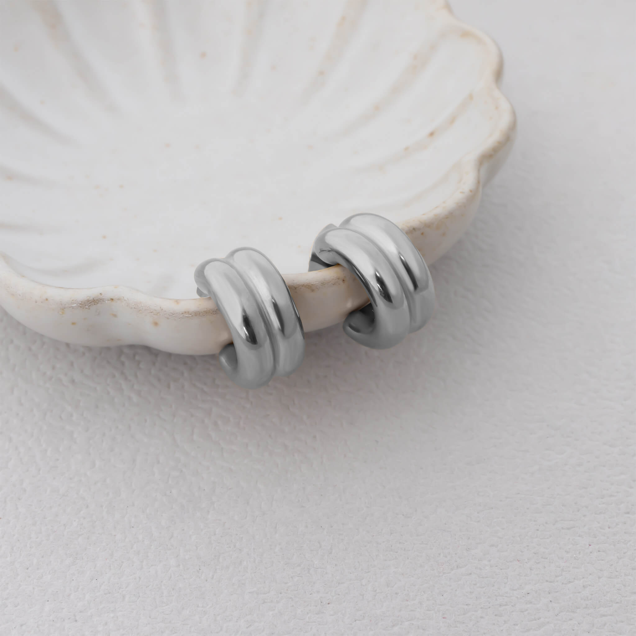 Double Hoop Statement Huggie Earrings
