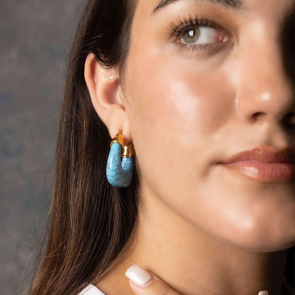 Turquoise Chunky Hoop Earrings