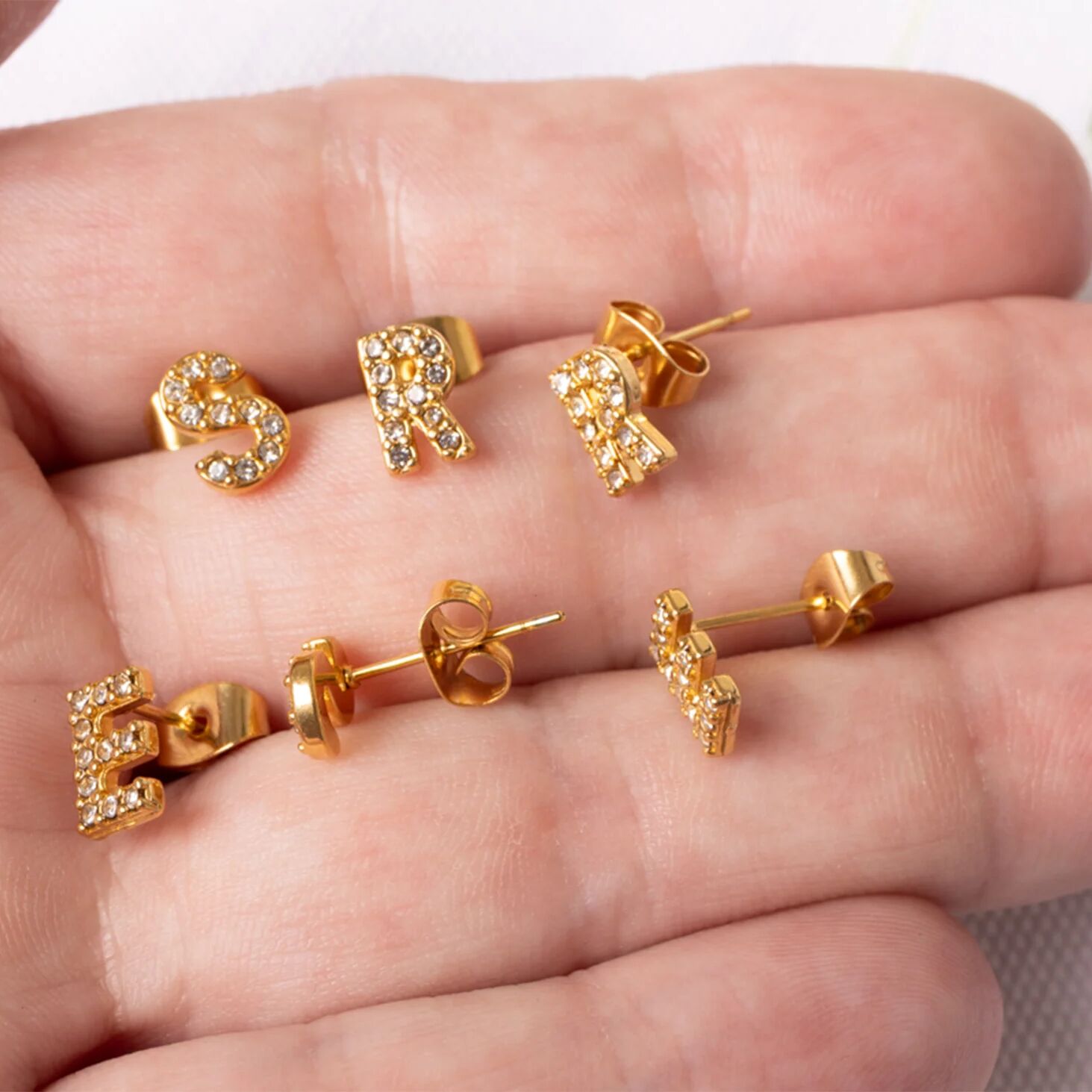 Initial Stud Earrings