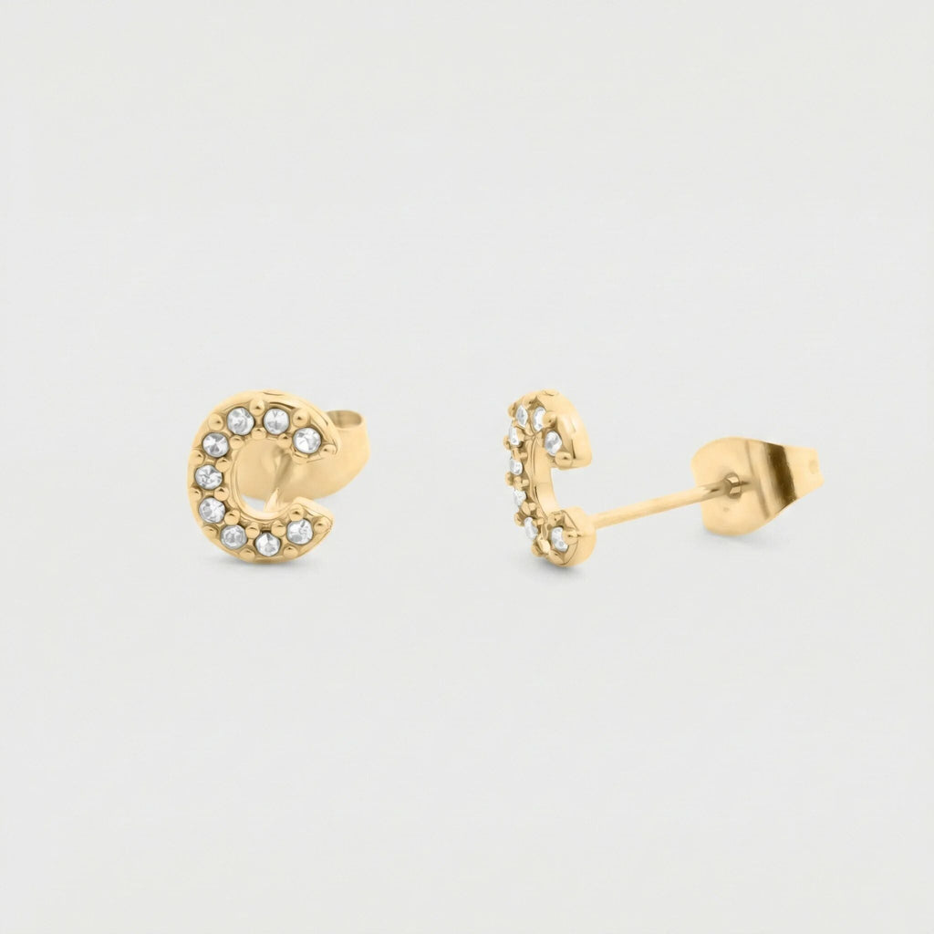 Initial Stud Earrings
