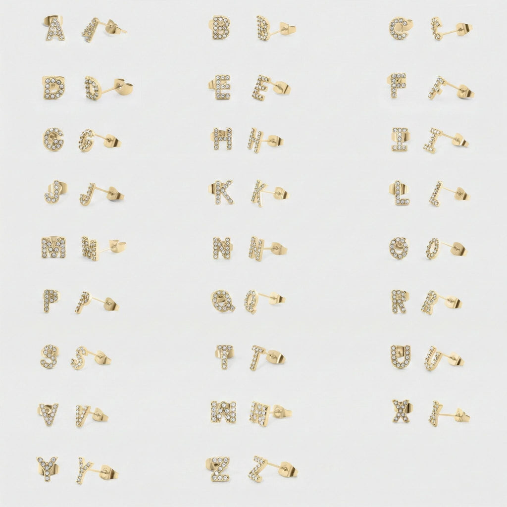 Initial Stud Earrings