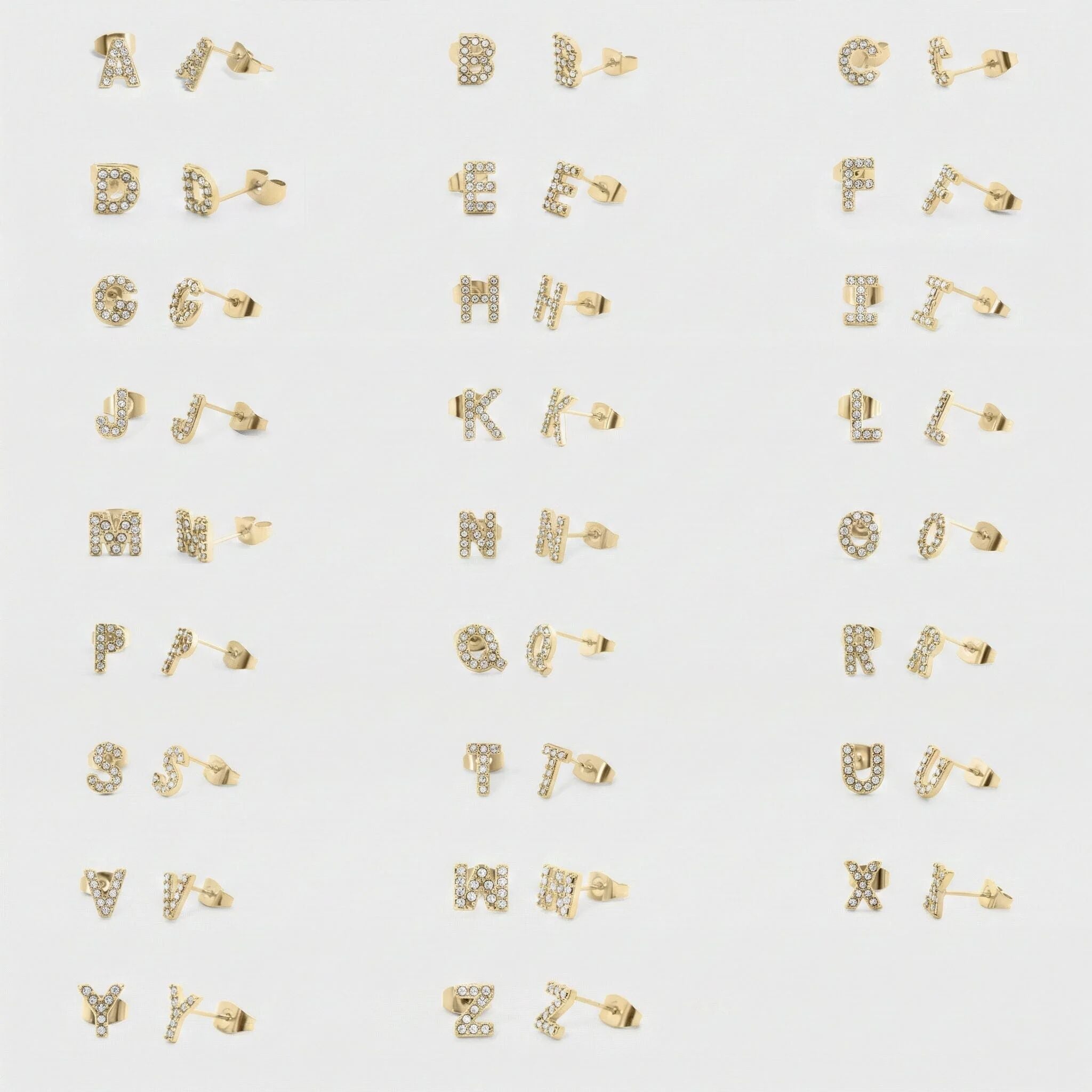 Initial Stud Earrings
