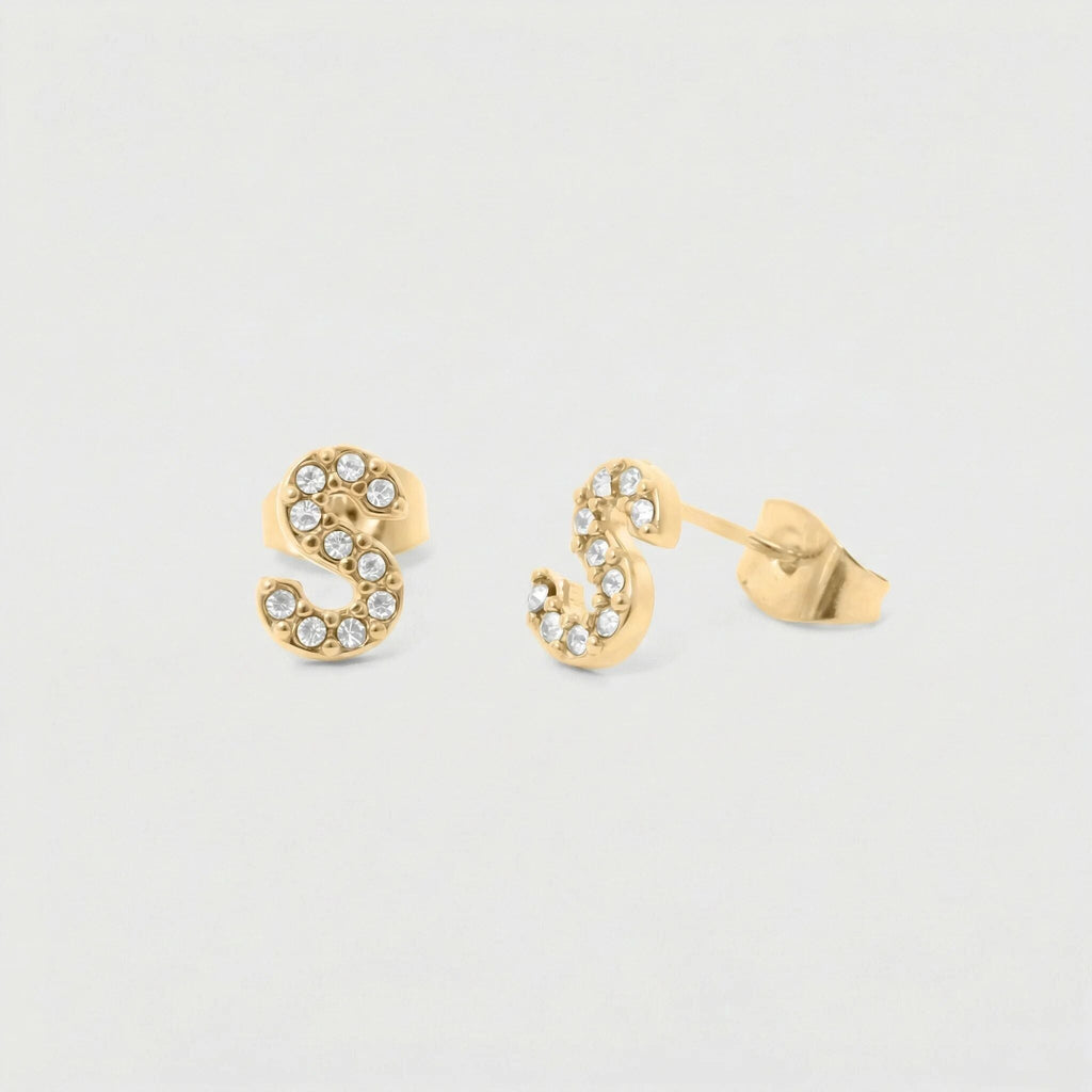 Initial Stud Earrings