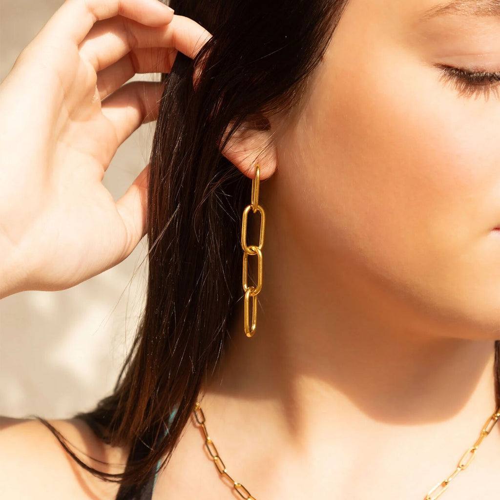 Dangle Paperclip Stud Earrings