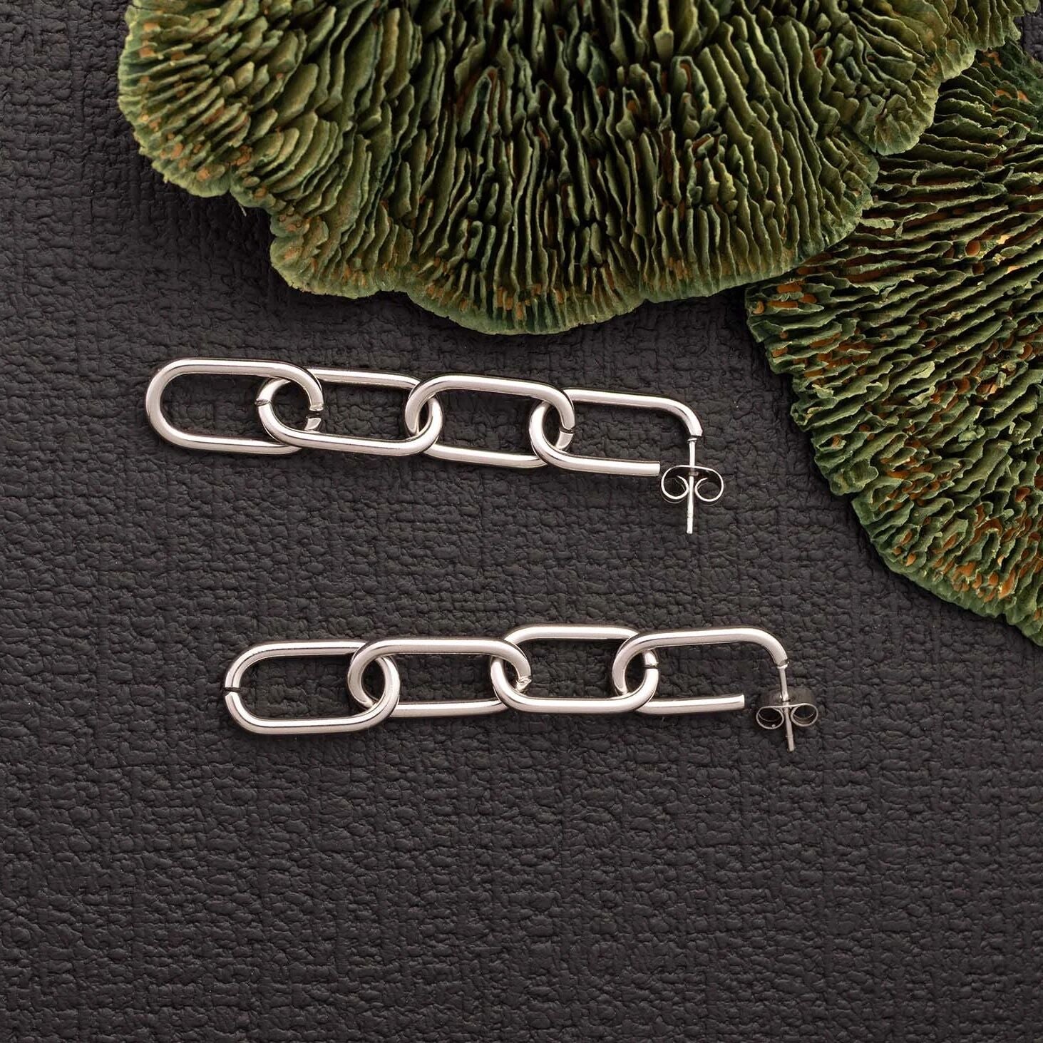 Dangle Paperclip Stud Earrings