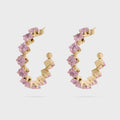Pink Stone Hoop Earrings