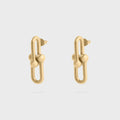Pair of silver hoop earrings with embedded stones on a white background