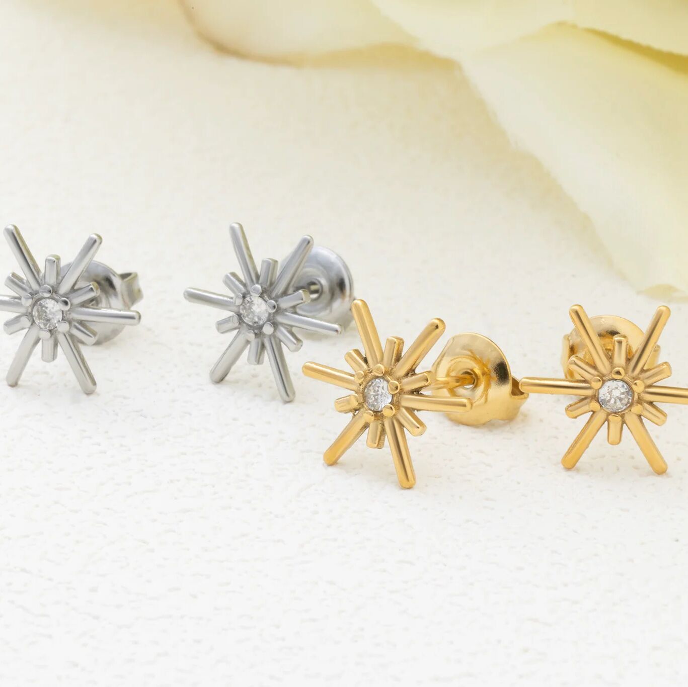 Firework Stud Earrings- gold and silver studio 