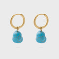 Turquoise Stone Huggie Earrings- gold main 