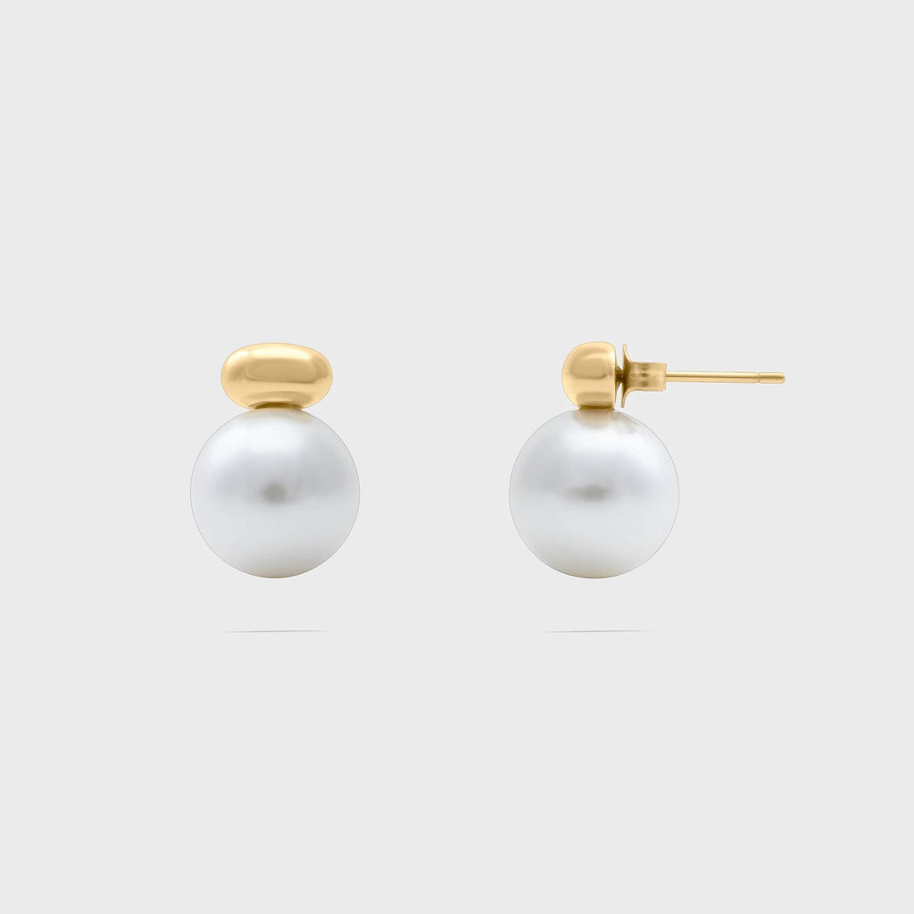 12mm Glass Pearl Stud Earrings - Main