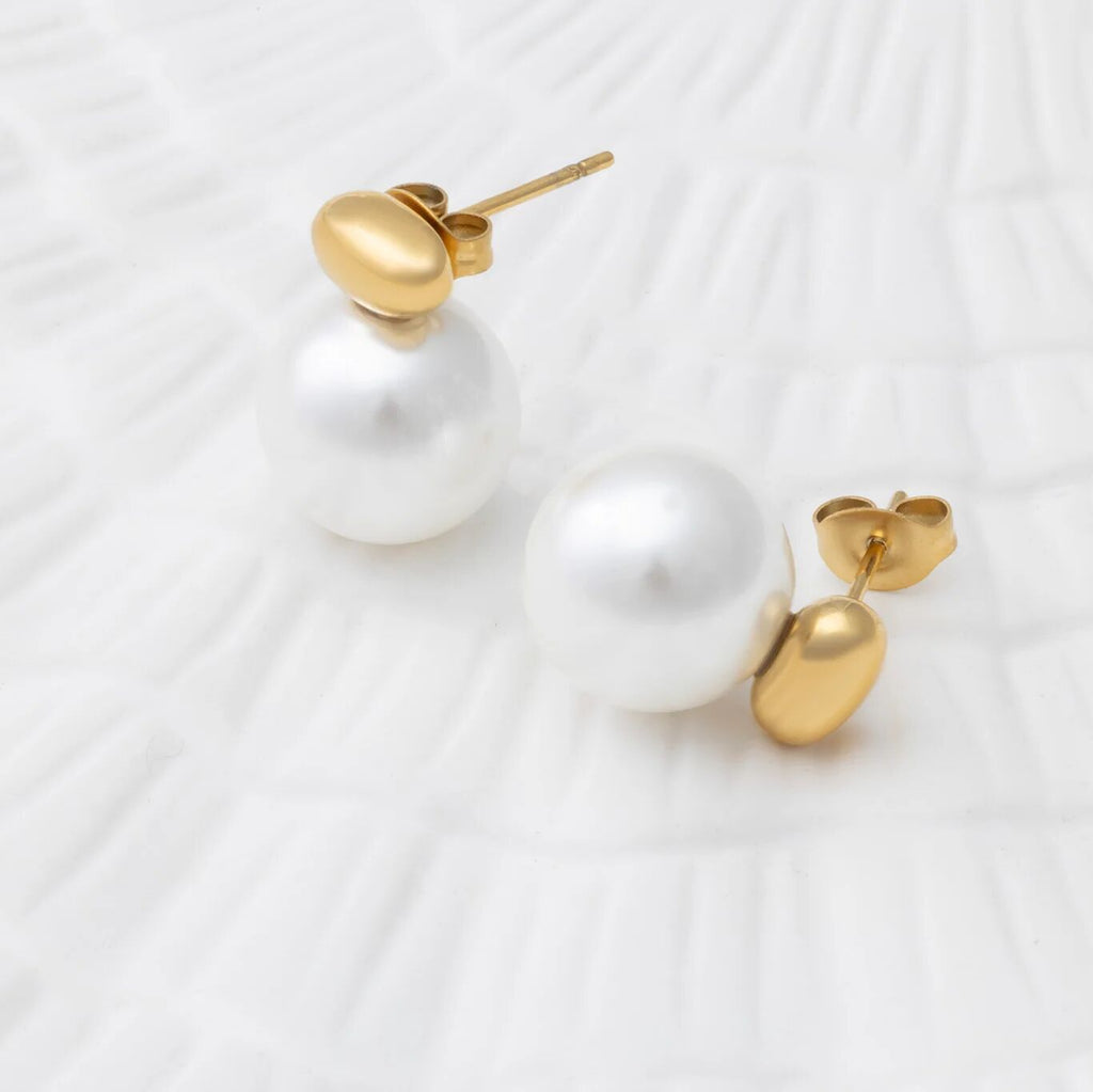 12mm Glass Pearl Stud Earrings - Studio