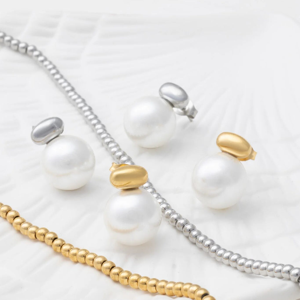 12mm Glass Pearl Stud Earrings - Studio