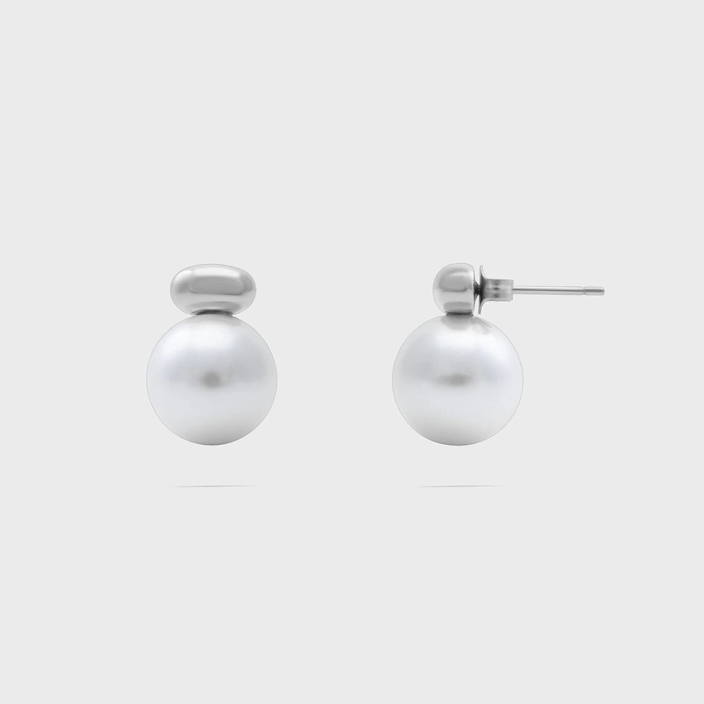12mm Glass Pearl Stud Earrings - Main