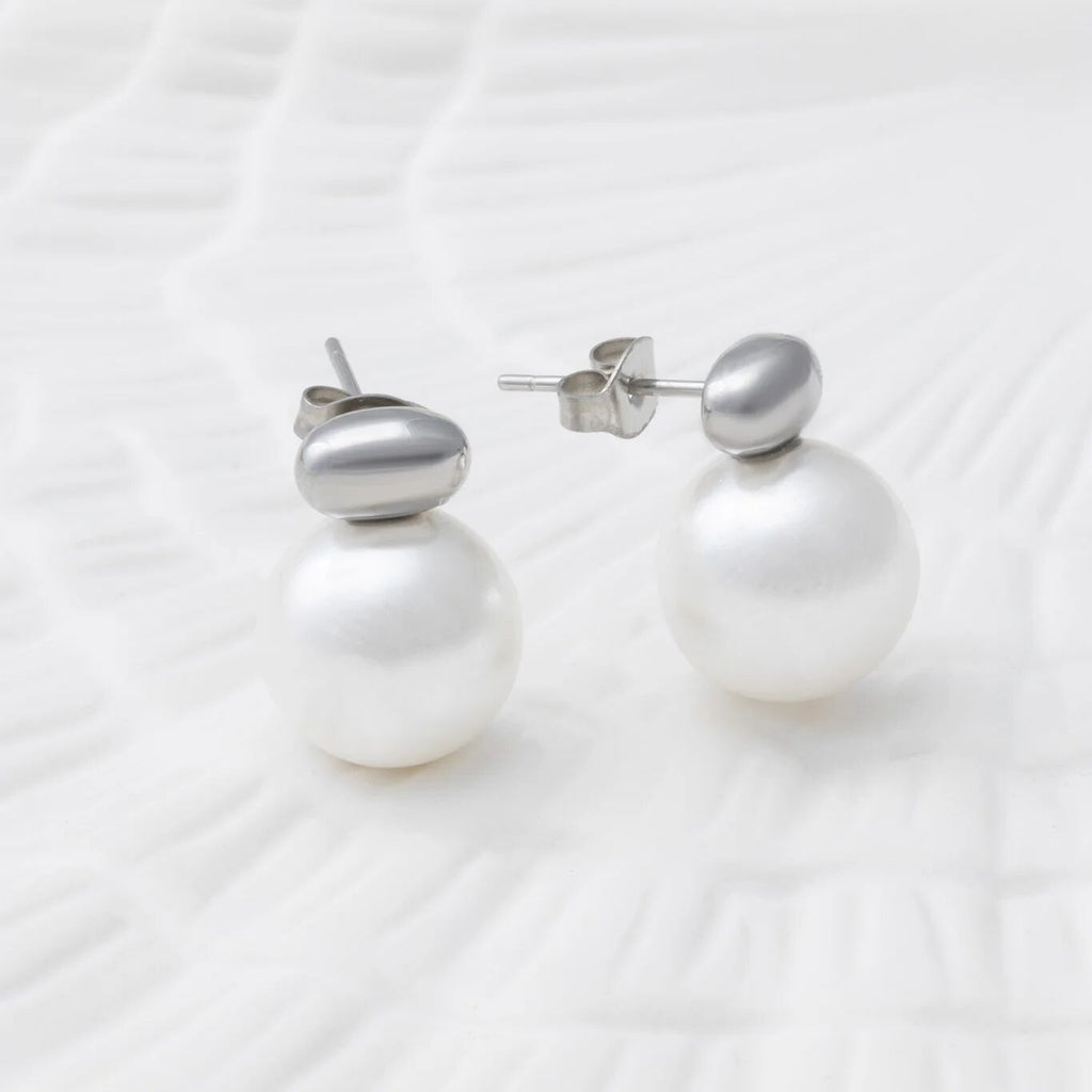 12mm Glass Pearl Stud Earrings - Studio