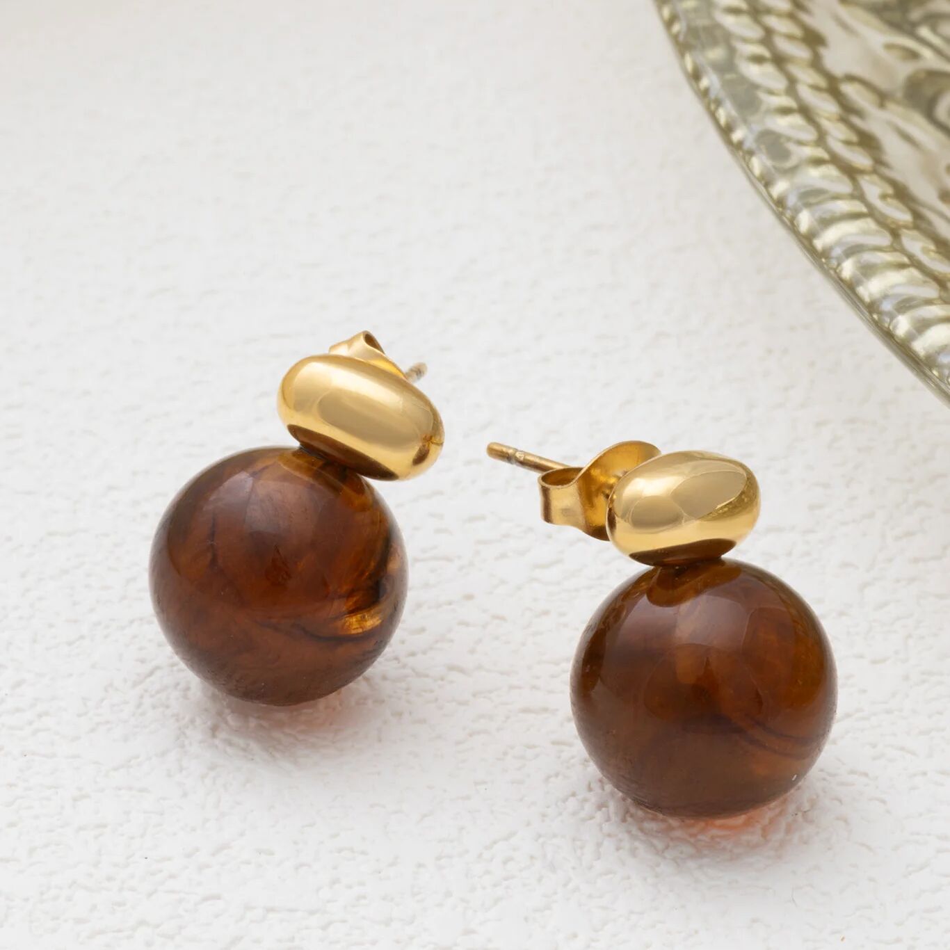 Tortoise Shell Stud Earrings - Studio