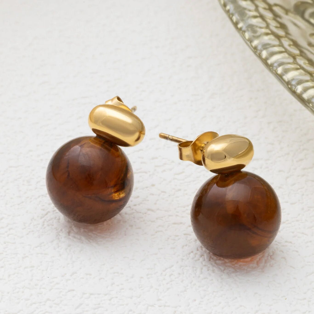 Tortoise Shell Stud Earrings - Studio