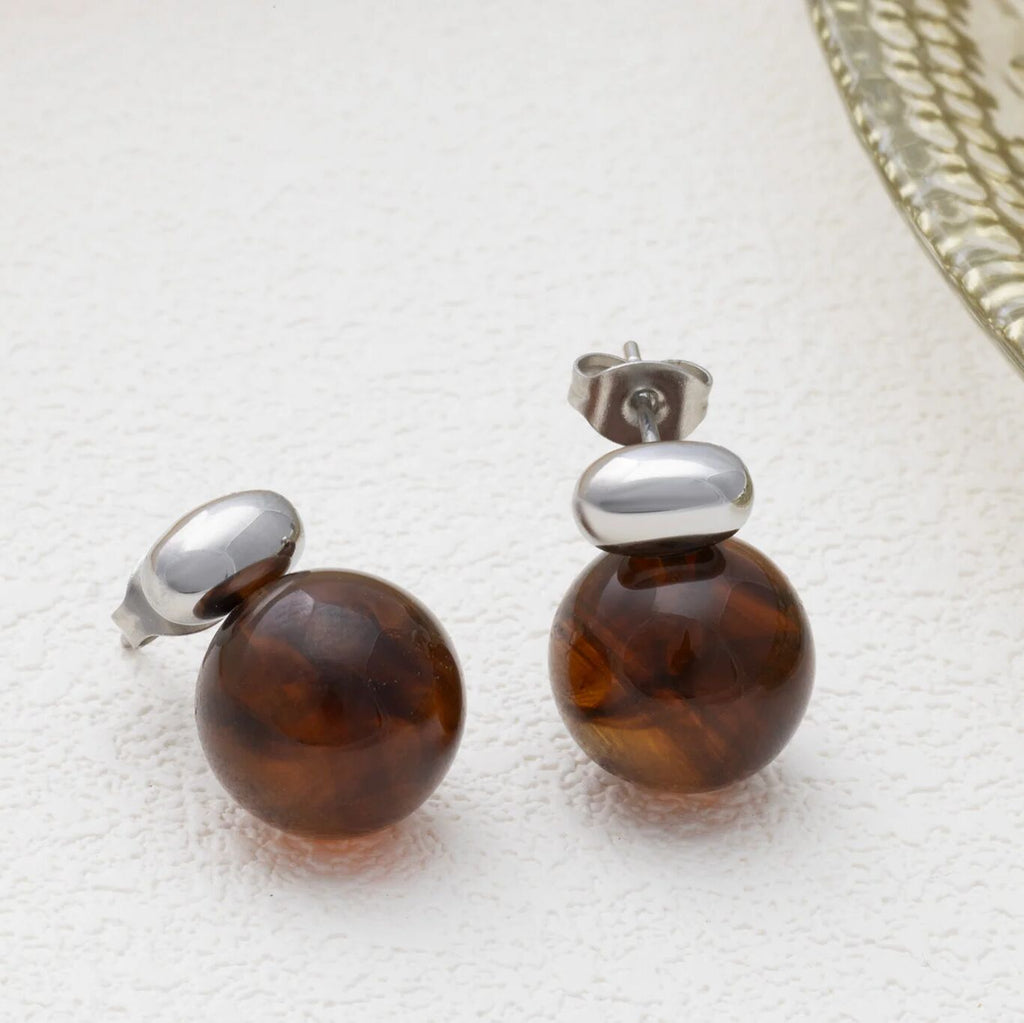 Tortoise Shell Stud Earrings - Studio