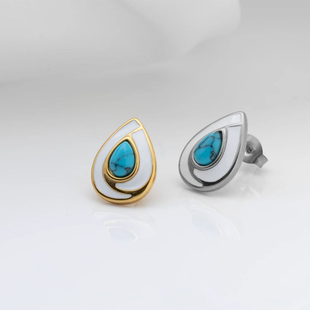 Turquoise Tear Drop Stud Earrings - Studio