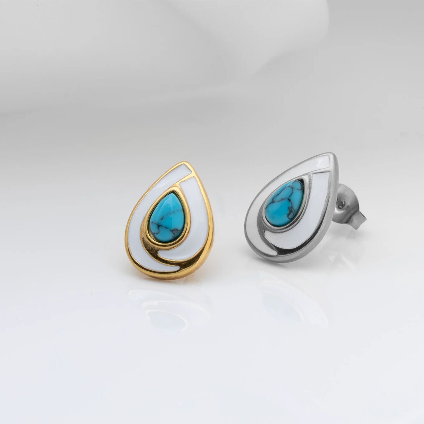 Turquoise Tear Drop Stud Earrings - Studio