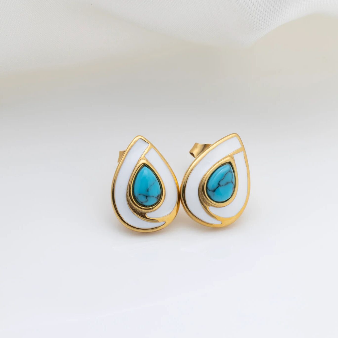 Turquoise Tear Drop Stud Earrings - Studio