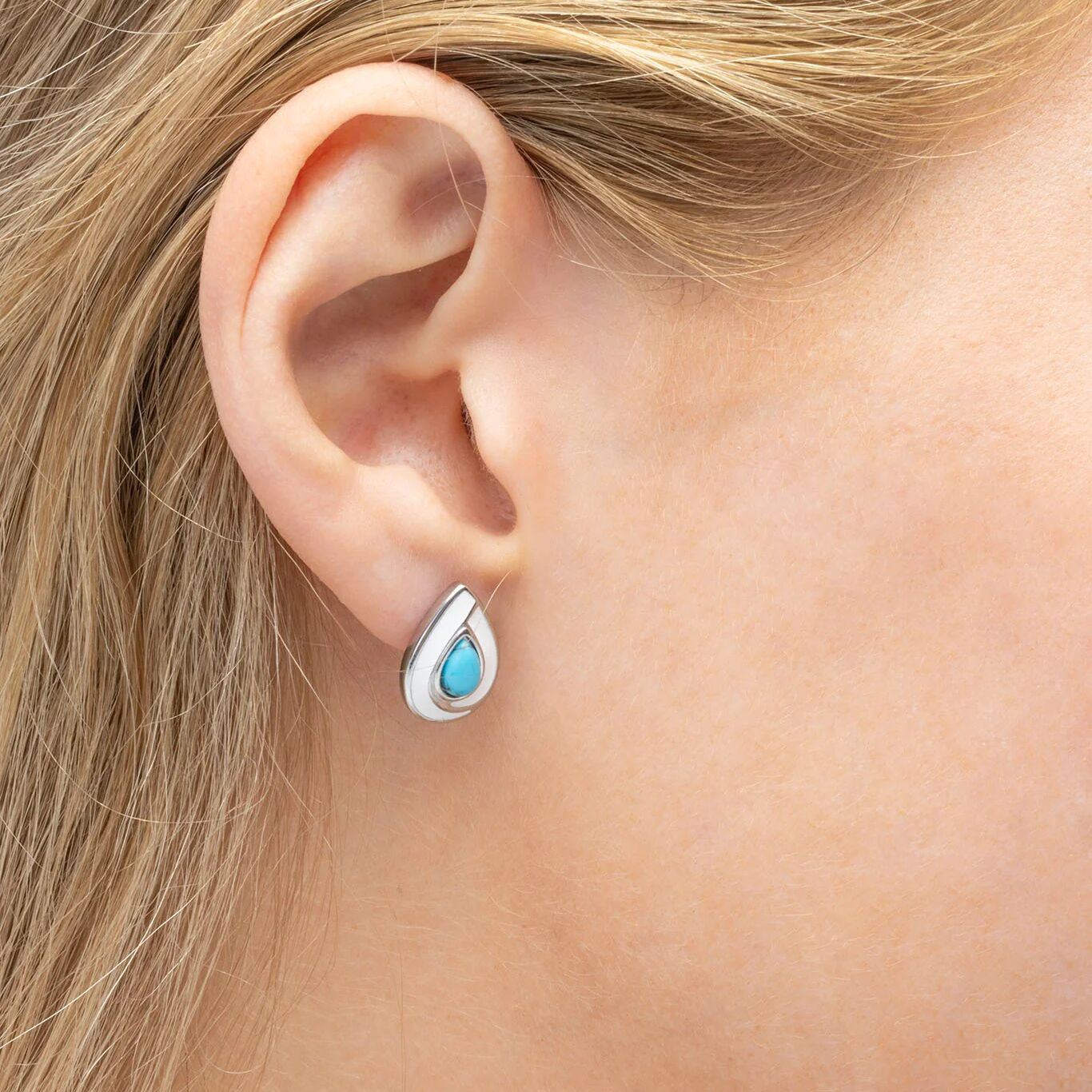 Turquoise Tear Drop Stud Earrings - Moden