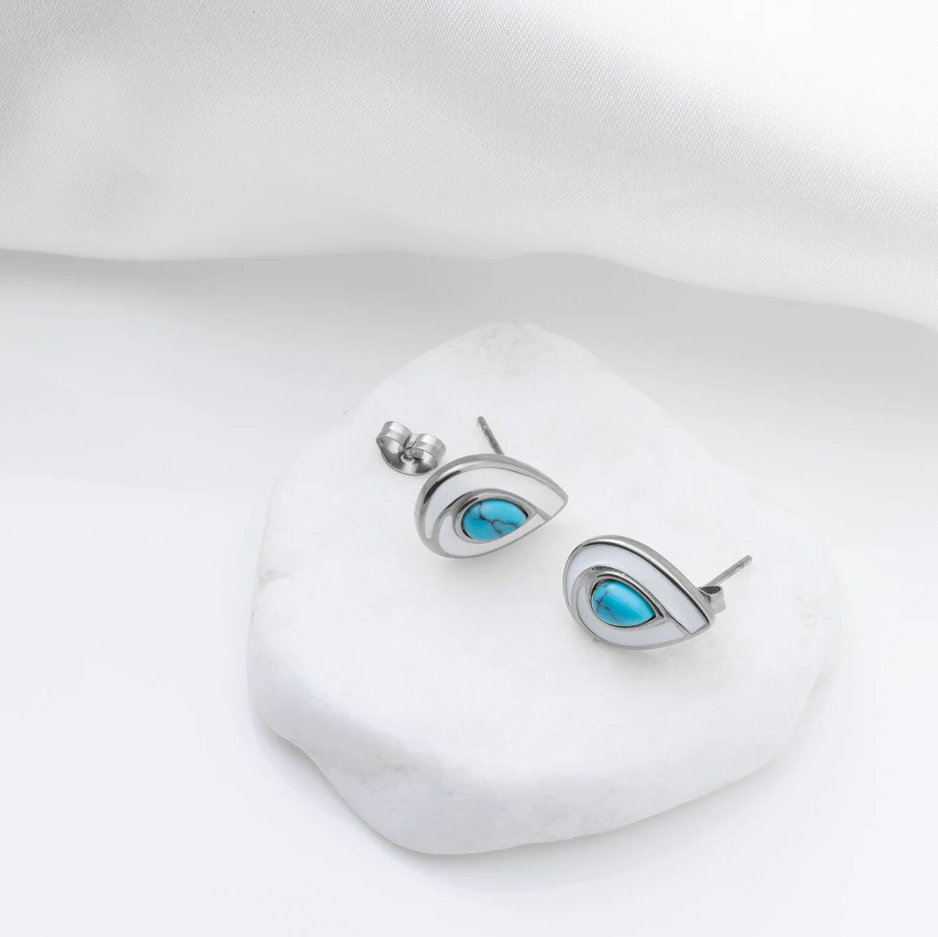 Turquoise Tear Drop Stud Earrings - Studio