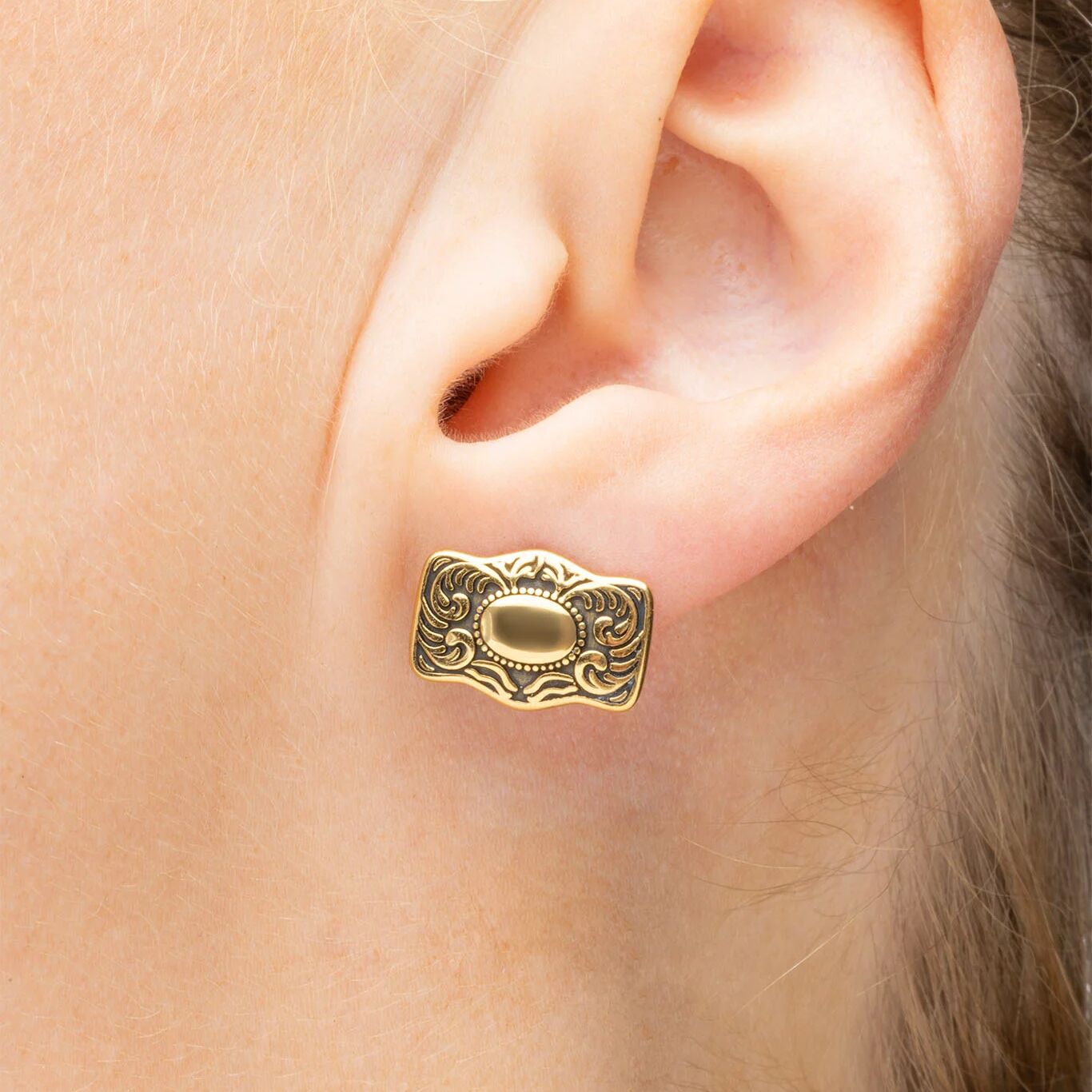 Buckle Stud Earrings - Model
