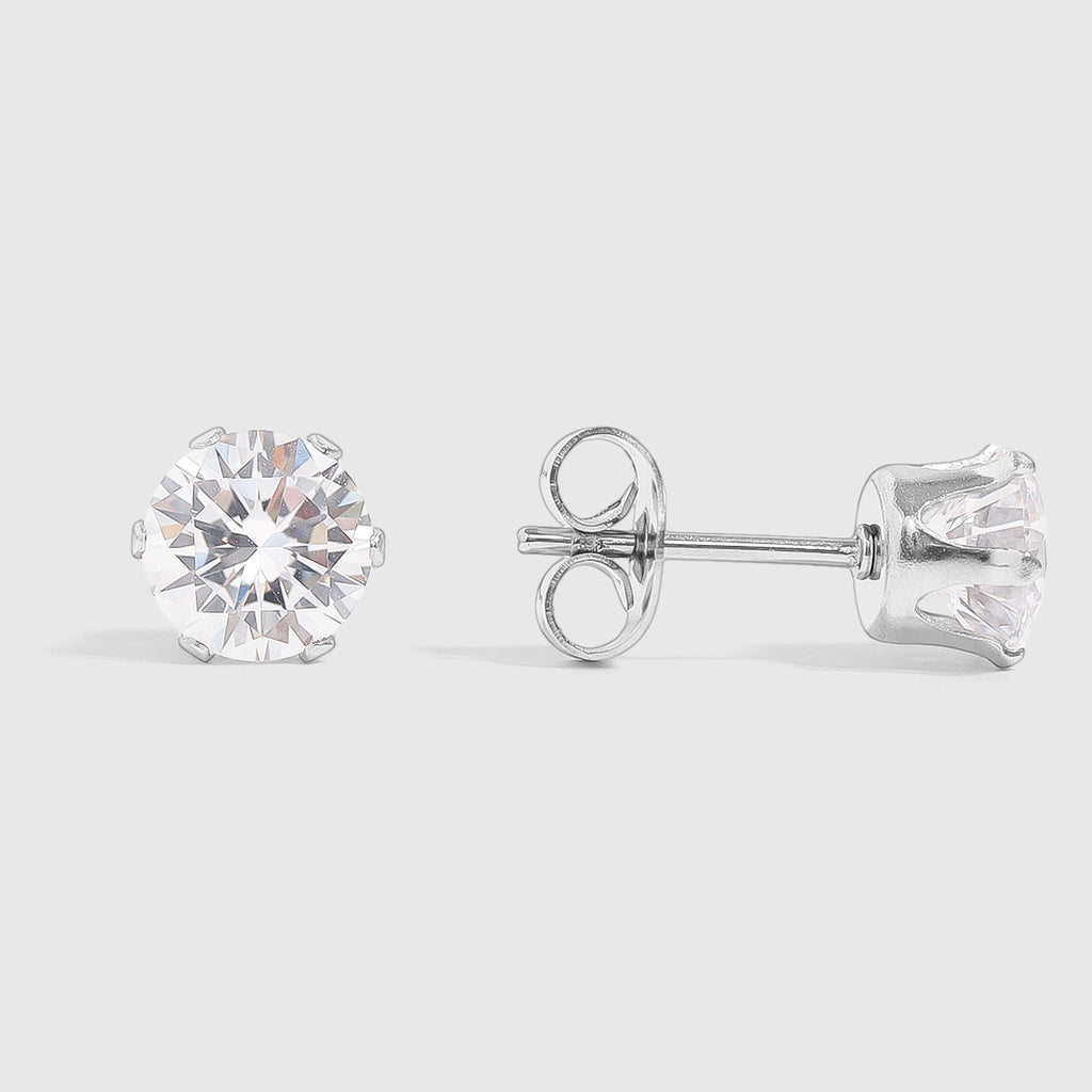 Round CZ Stud Earrings
