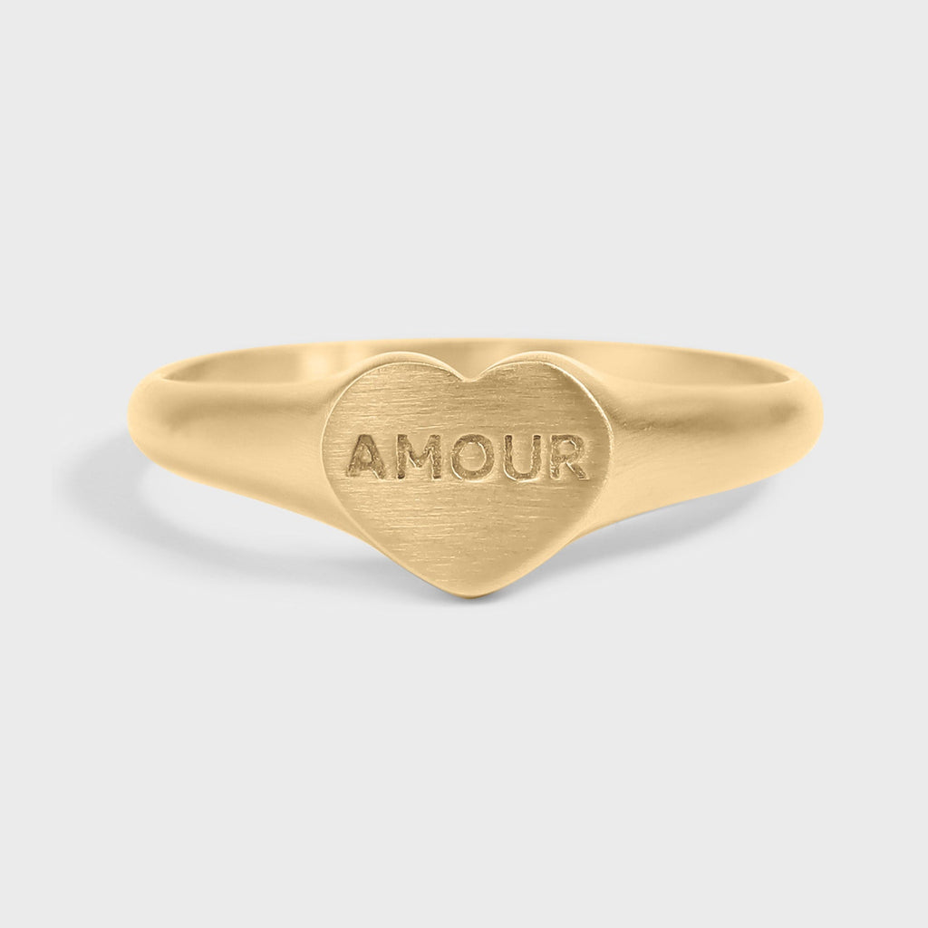 "Amour" Heart Signet Ring