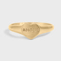 "Amour" Heart Signet Ring