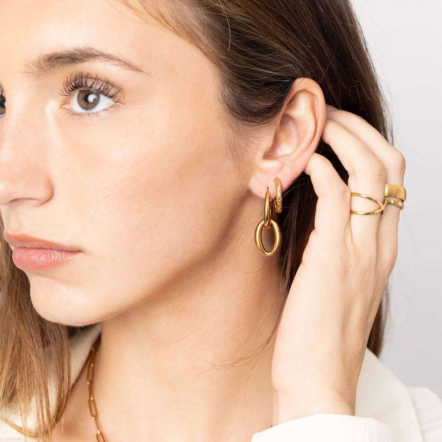 Double Hoop Dangle Earrings