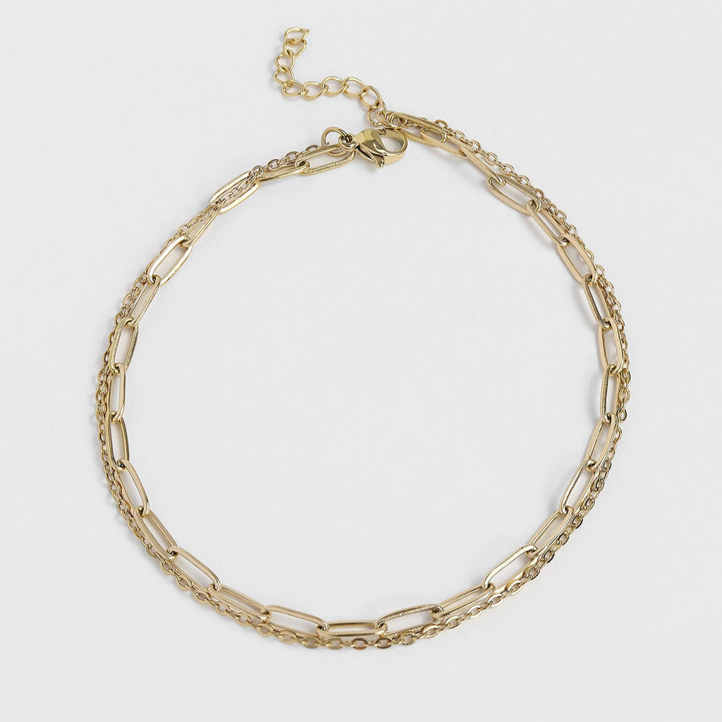 Gold Layered Paperclip Chain Anklet