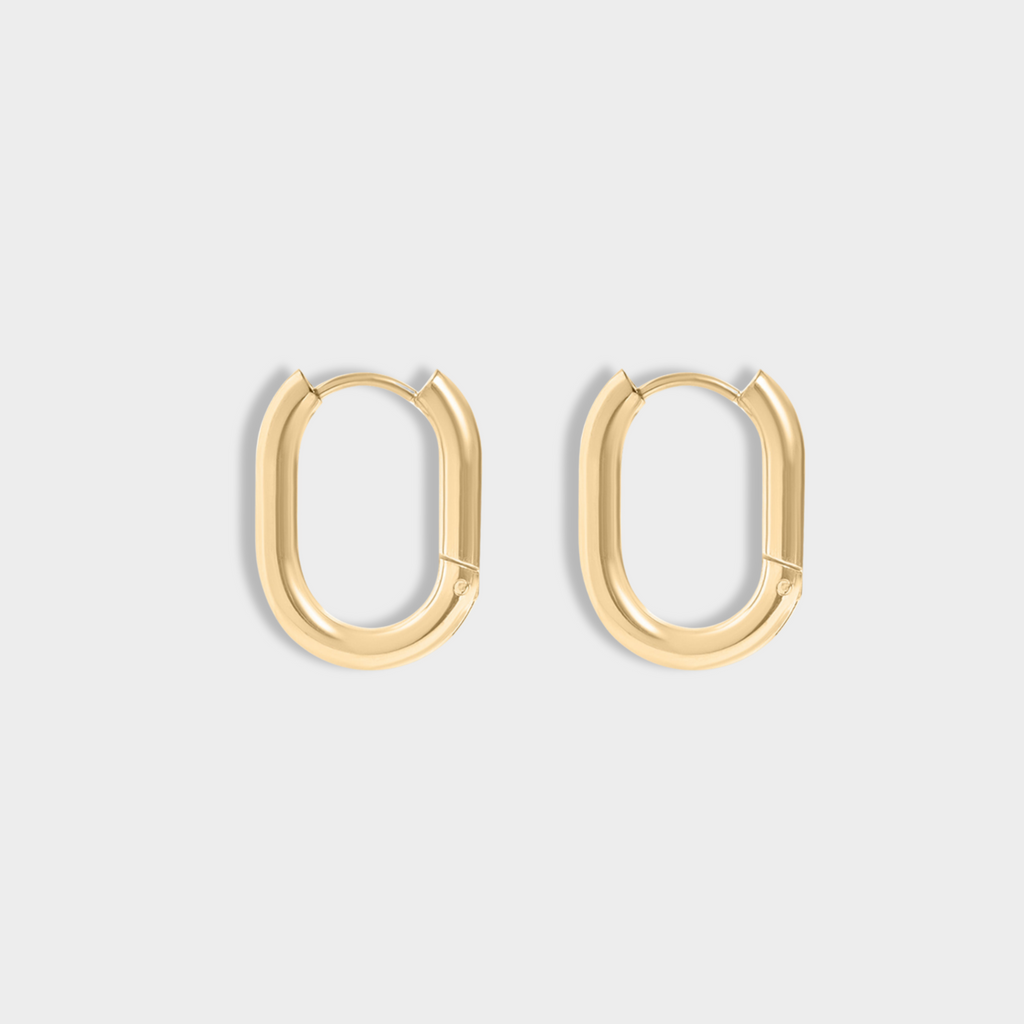 Oval Huggie Hoop Earrings