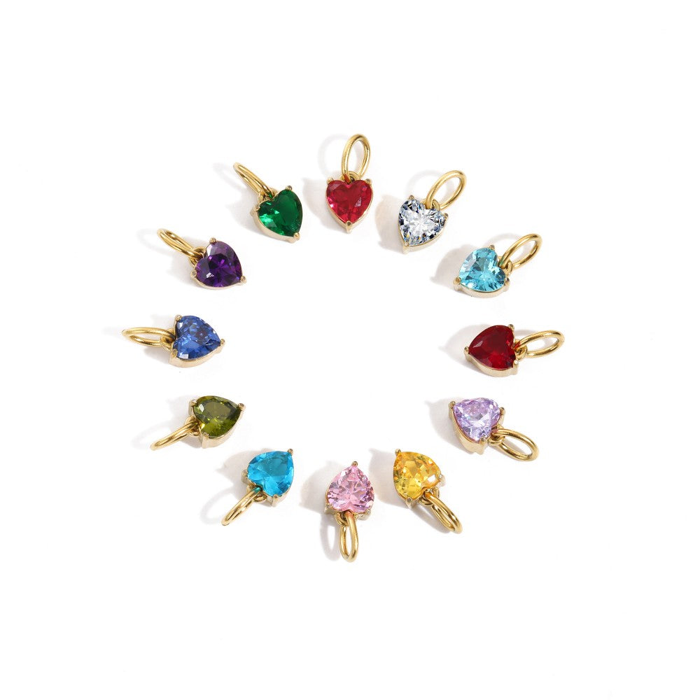 Amour Birthstone Heart in gold tone featuring birth month, product image 15