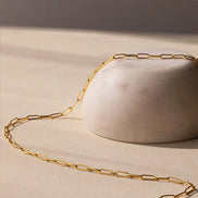 Nora Paperclip Necklace in gold tone featuring paperclip chain, product image 4