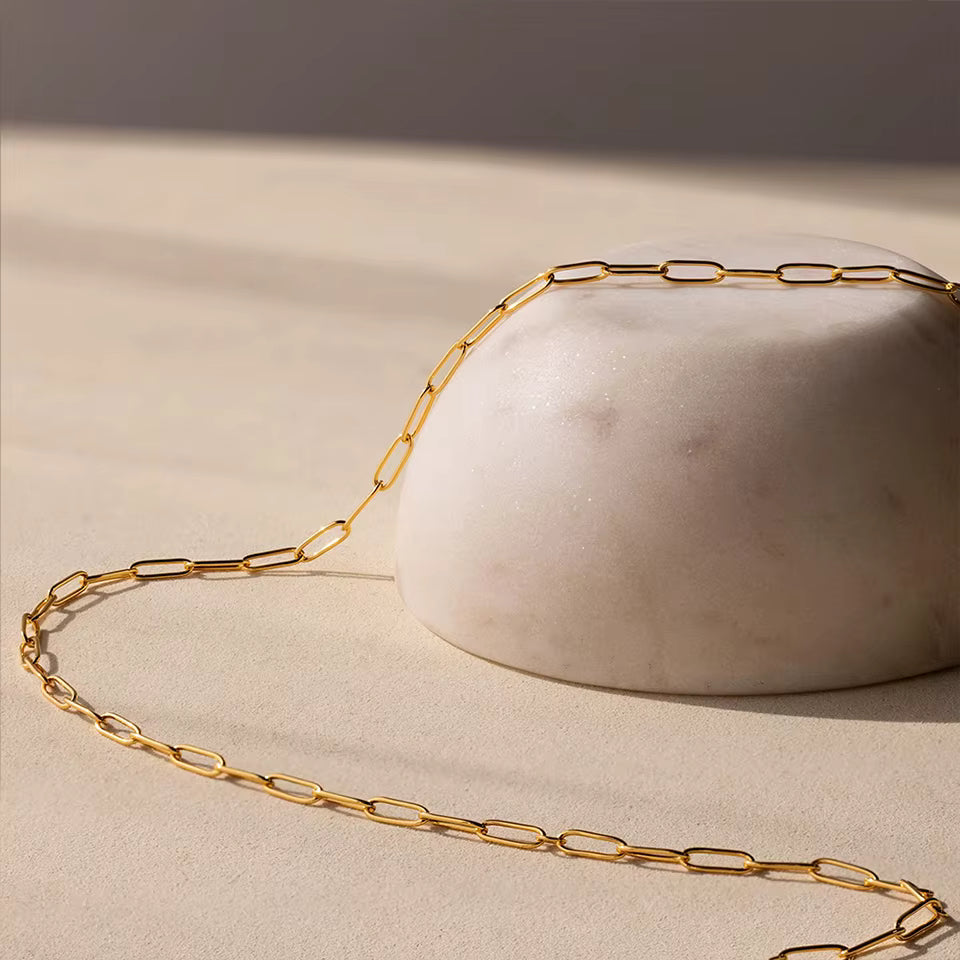 Nora Paperclip Necklace in gold tone featuring paperclip chain, product image 4